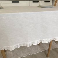 Скатерть ОМурМебель 180x150см прямоугольная с рюшами (белый)