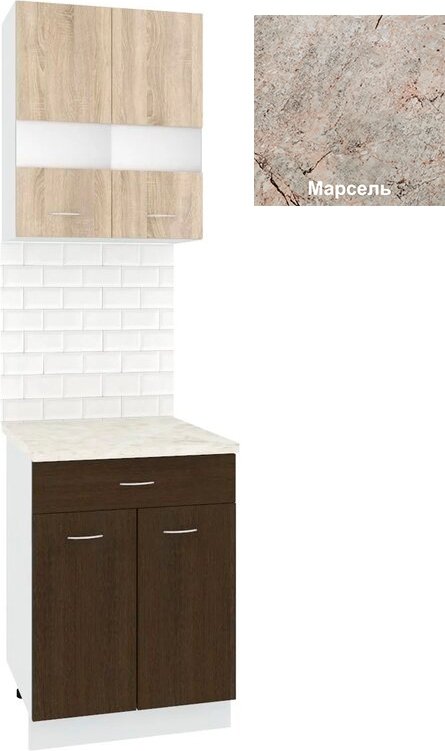 

Готовая кухня Кортекс-мебель Корнелия Экстра 60р1ш2д (дуб сонома/венге/марсель)