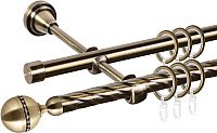 

Карниз для штор АС ФОРОС Grace D16K/16Г + наконечники Кортеза (3м, антик)