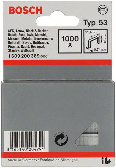 

Скобы Bosch 1609200369 (1000 шт)