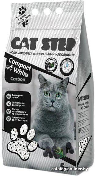 Наполнитель для туалета Cat Step Compact White Carbon 5 л
