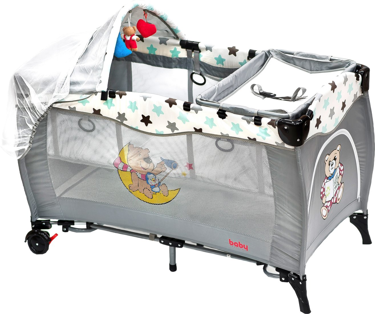 

Манеж-кровать Baby Prestige Delux 2 уровня (серый)