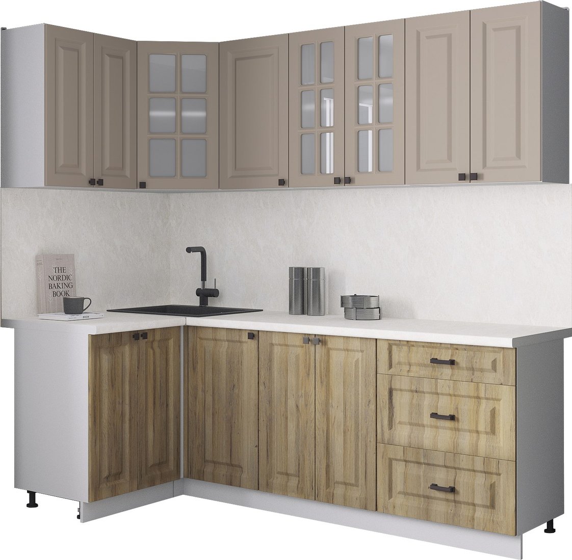 

Готовая кухня Интерлиния Мила Деко 1.2x2.2 (дуб вотан/луна/опал светлый)