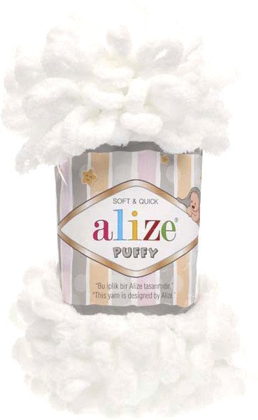 

Пряжа для вязания Alize Puffy 55 (9.2 м, белый)
