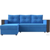 Угловой диван Лига диванов Валенсия Лайт левый (велюр, голубой)