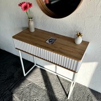 Консольный стол Shtabe Royal 5011 эко (белый/дуб кантри золотой/белый)