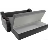 Диван Лига диванов Меркурий 100355 160 см (рогожка серый/экокожа черный)