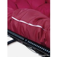 Подвесной диван M-Group Лежебока 11180402 (с черным ротангом/бордовая подушка)