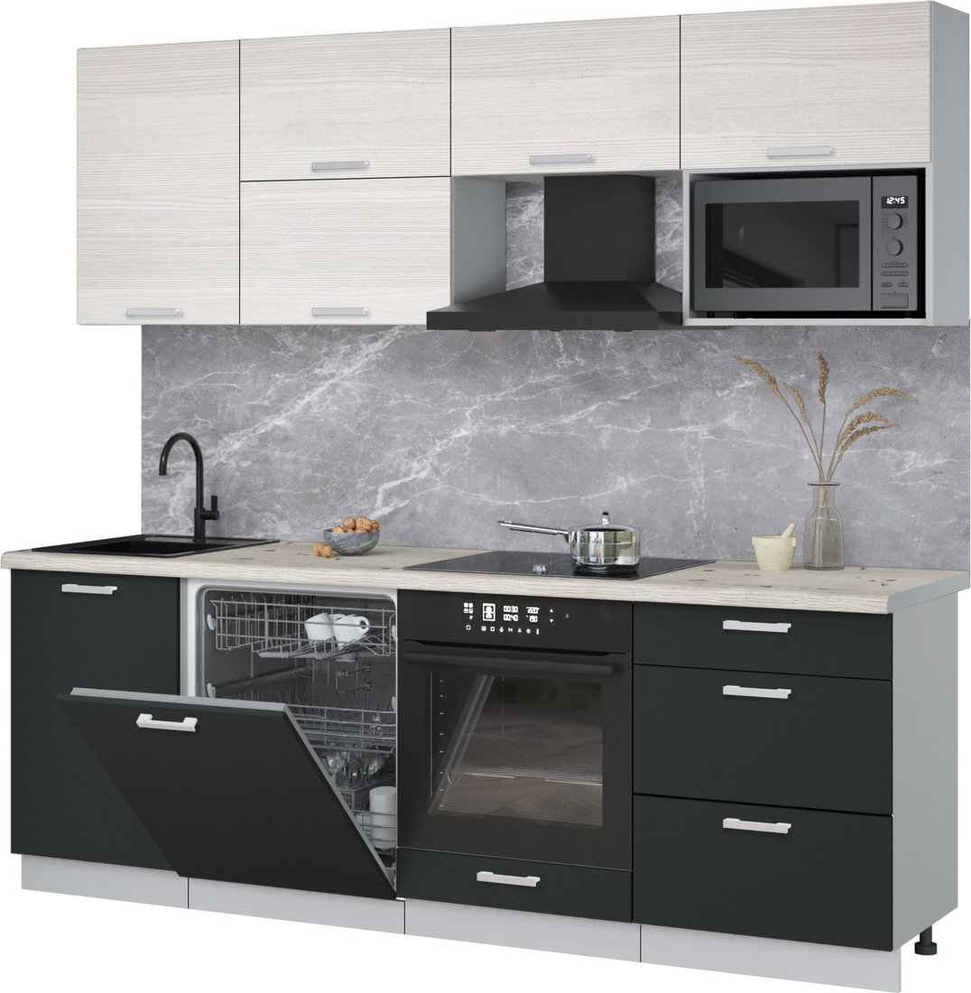 

Готовая кухня Интерлиния Мила Лайт 2.3-ПМ2 (вудлайн кремовый/антрацит/бискайская сосна)