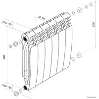 Алюминиевый радиатор Royal Thermo Biliner Alum 500 Silver Satin (12 секций)