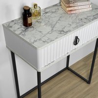 Туалетный столик без зеркала Shtabe Royal 5115 эко (мрамор каррара/черный/р.черная)