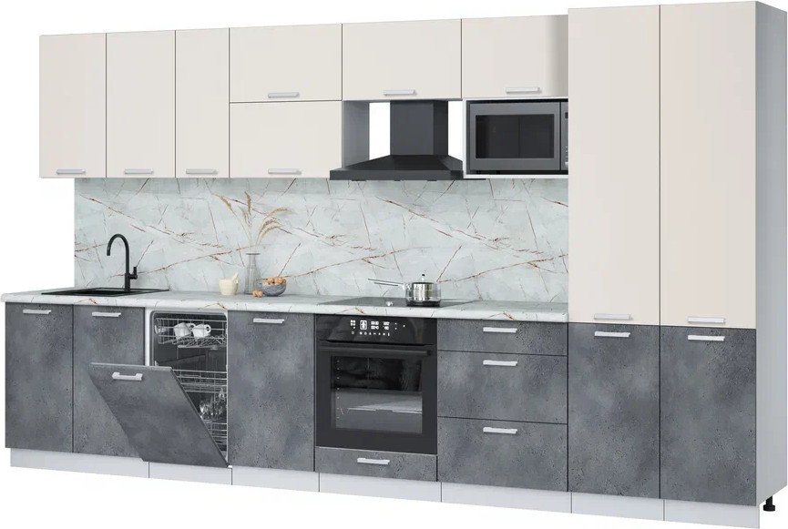 

Готовая кухня Интерлиния Мила Лайт 3.7-ПМ4 (персидский жемчуг/бетон портленд/серый каспий)