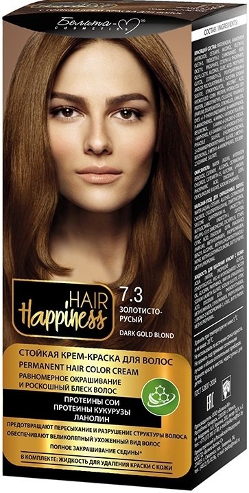 

Крем-краска для волос Белита-М Hair Happiness Стойкая 7.3 золотисто-русый