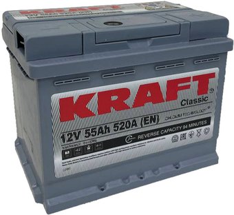 Автомобильный аккумулятор KRAFT Classic 55 R+ (55 А·ч)