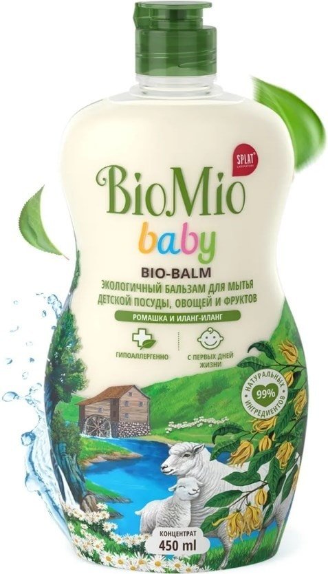 

Средство для мытья посуды BioMio Bio-Balm Baby ромашка и иланг-иланг 450 мл