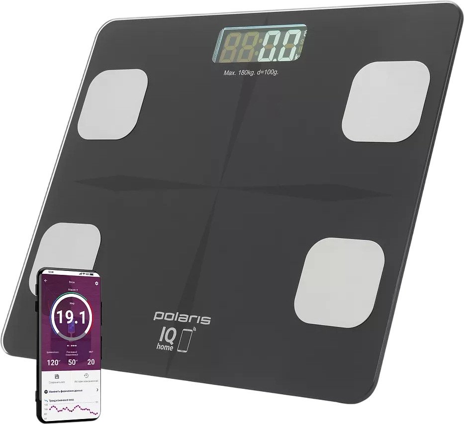 Умные напольные весы Polaris PWS 1894 IQ Home (черный)