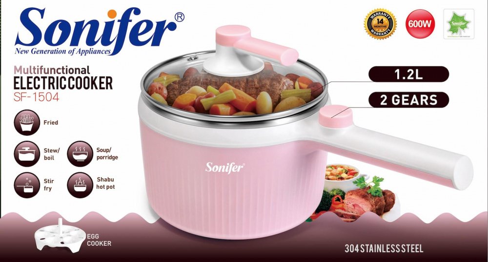 

Электрокастрюля Sonifer SF-1504 (розовый)
