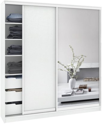 Шкаф-купе Кортекс-мебель Сенатор ШК12-45 Классика ДСП с зеркалом (белый)