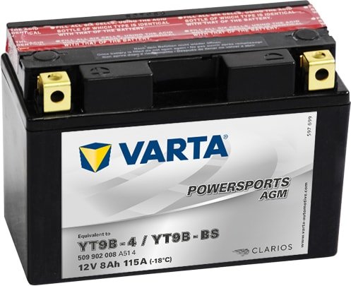 

Мотоциклетный аккумулятор Varta Powersport AGM YT9B-BS 509 902 008 (8 А·ч)