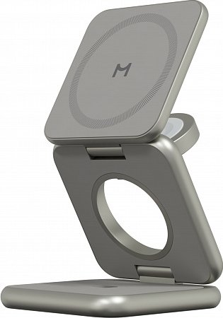 Беспроводное зарядное Magssory Fold Pro 3 в 1 WCH063 (титановый)