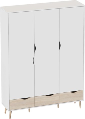 Шкаф распашной Мебельград Соната трехстворчатый (белый фон/дуб сонома)