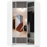 Шкаф-купе Кортекс-мебель Сенатор ШК30 Геометрия ДСП с зеркалом (белый/береза)