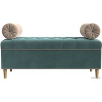 Банкетка Лига диванов Глория 113656 (велюр бирюзовый/бежевый/бежевый)