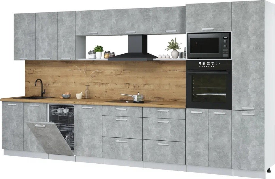 

Готовая кухня Интерлиния Мила Лайт 3.9-ПМ3 (бетон/бетон/дуб бунратти)