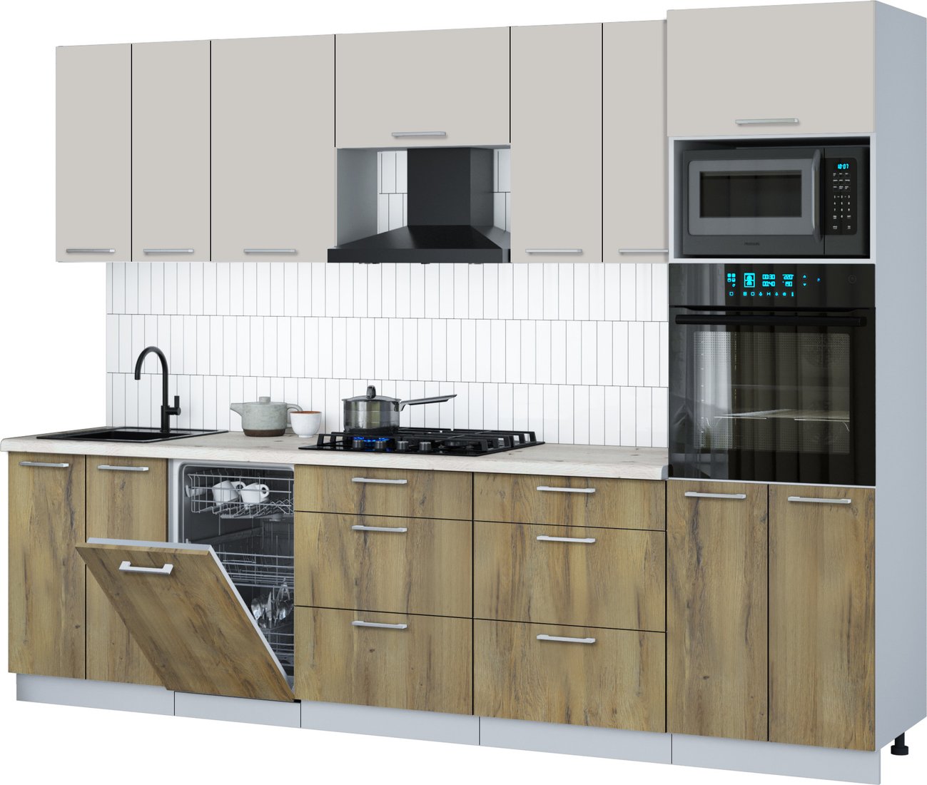 

Готовая кухня Интерлиния Мила Gloss 2.85-ПМ3 (дуб вотан/кашемир/бискайская сосна)