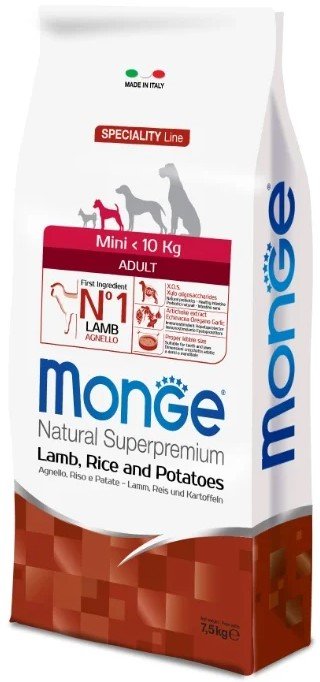 

Сухой корм для собак Monge Speciality Adult Mini Lamb Rice & Potato 7.5 кг