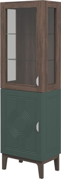 

Шкаф-витрина Неман мебель Калипсо МН-044-01 (комбу грин/гикори прадо темный)