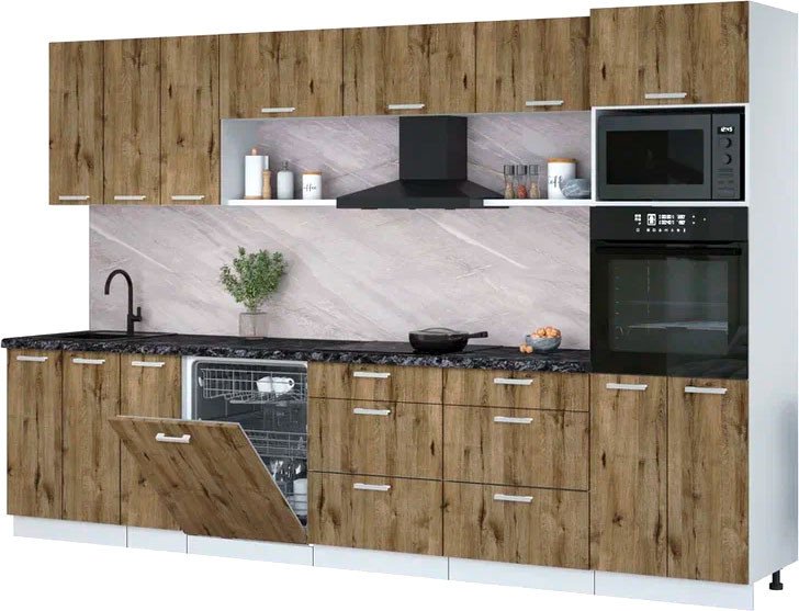 

Готовая кухня Интерлиния Мила Лайт 3.3-ПМ1-2 (дуб веллингтон/дуб веллингтон/кастилло темный)