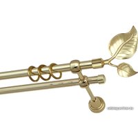 Карниз для штор Lm Decor Лист (золото, гладкая, 1.4м 16мм, 2 ряда)
