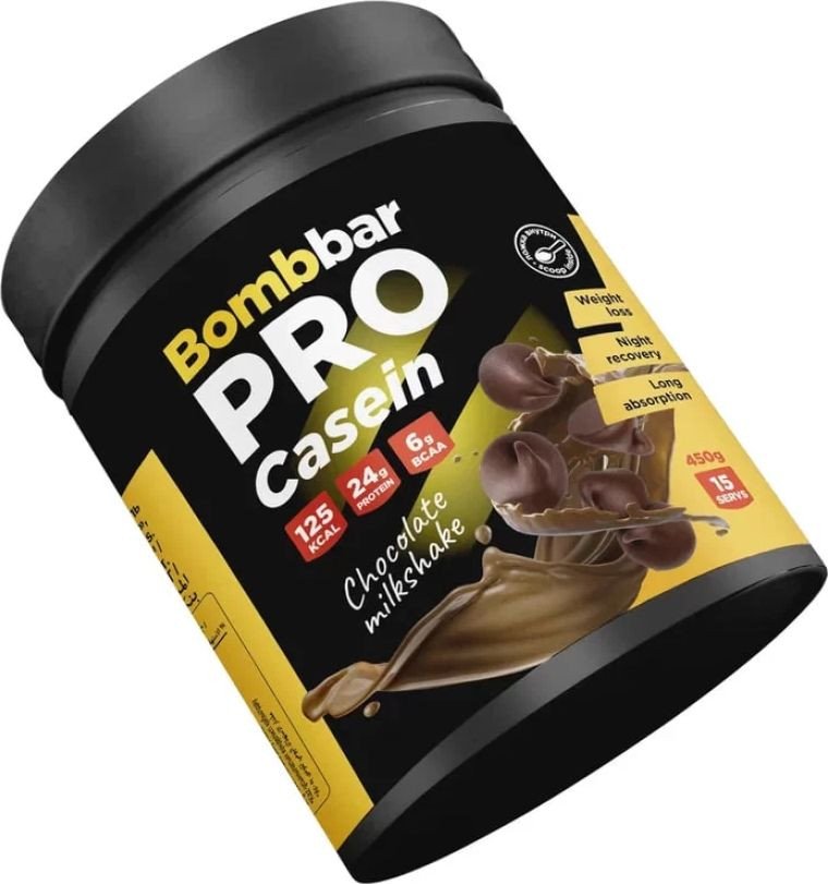 Казеин Bombbar Pro Casein (450 г, шоколадный милкшейк)