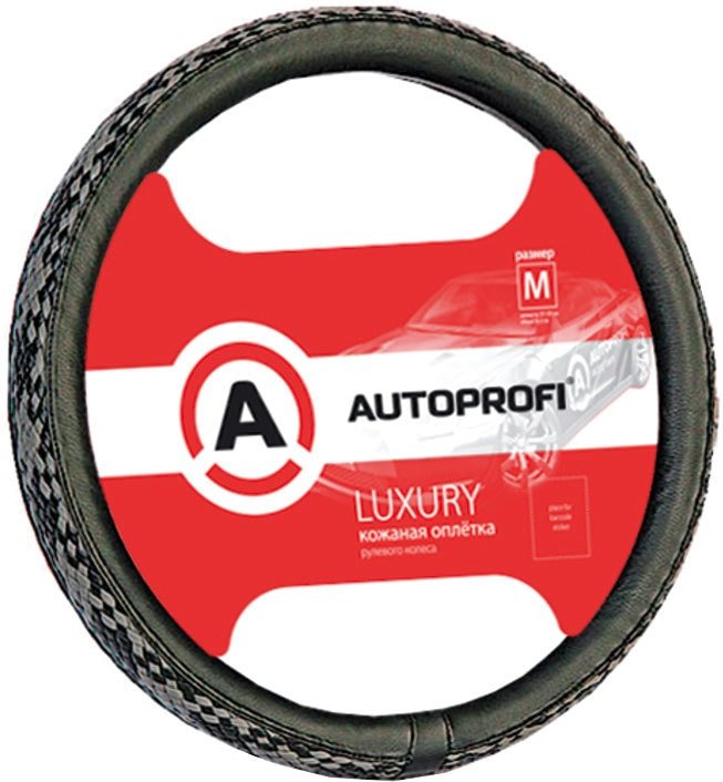 

Оплетка на руль Autoprofi AP-810 BK/BK,GY (M) (черный/серый)
