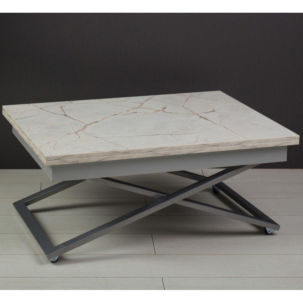 

Стол-трансформер Levmar Apollo D95/S59 (белый мрамор/серебро)