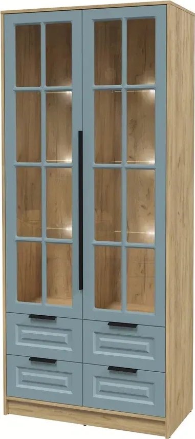 

Шкаф-витрина Интерлиния Концепт КТ-ШВ2 с подсветкой Деко (дуб золотой/океан)