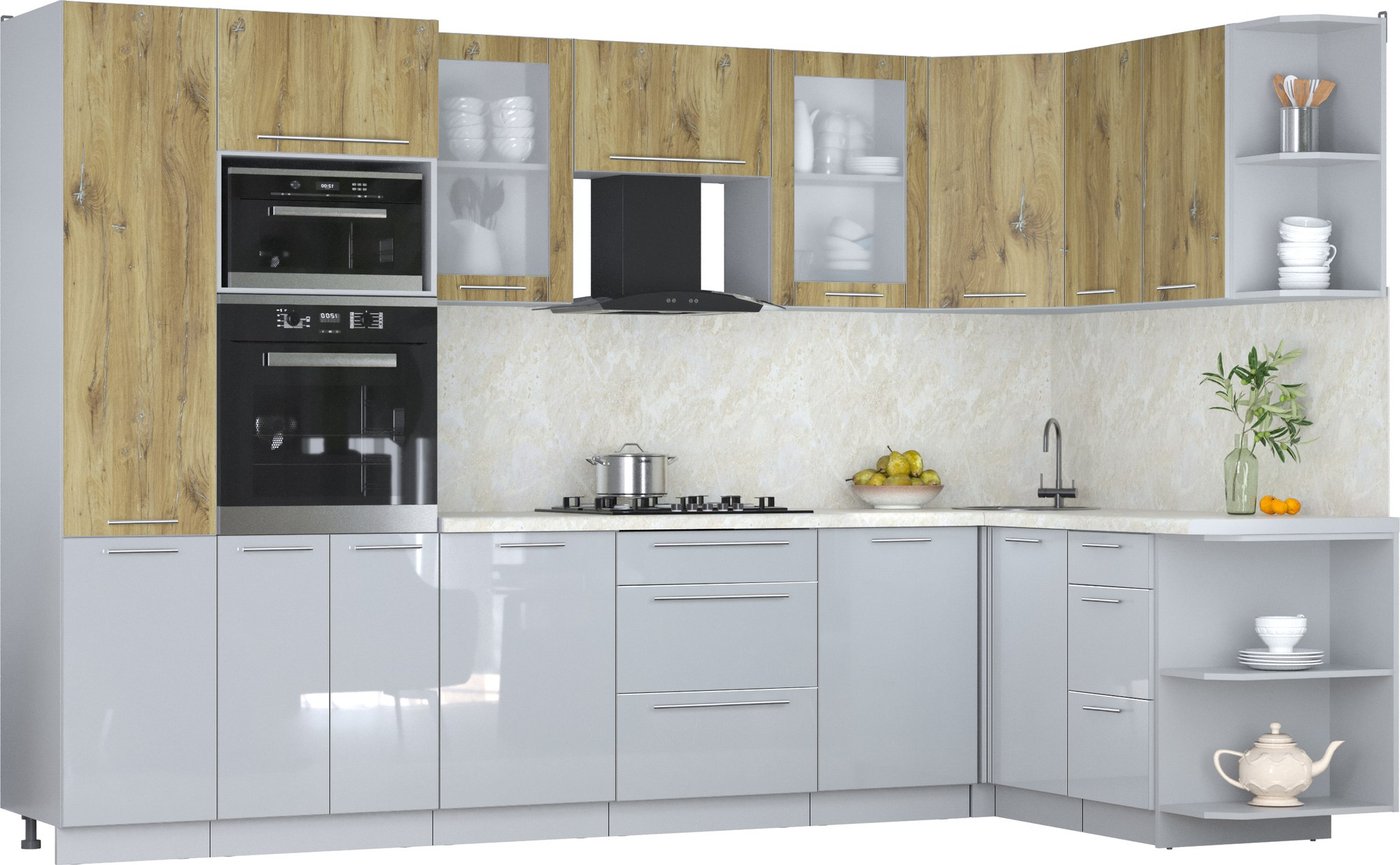 

Готовая кухня Интерлиния Мила Пластик 1.68x3.2 PR (дуб эпоксид/туманный глянец/опал светлый)