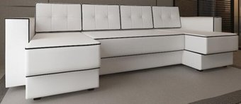 П-образный диван Craftmebel Принстон П-образный (боннель, экокожа, белый)