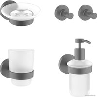 Набор аксессуаров для ванной Wellsee Finishing Touch 182512002 (мыльница, стакан для зубных щеток, дозатор для жидкого мыла, крючок 2 шт, матовый черный)