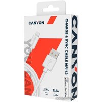 Кабель Canyon MFI-12 CNS-MFIC12W USB Type-A - Lightning (2 м, белый)