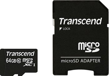 

Карта памяти Transcend microSDXC Premium Class 10 64GB + адаптер [TS64GUSDXC10]