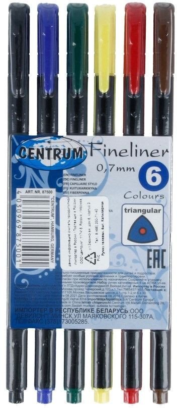

Набор капиллярных ручек Centrum Fineliners 87500 (6 цв)