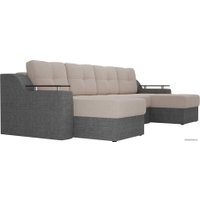 П-образный диван Лига диванов Сенатор 28925 (рогожка, бежевый/серый)