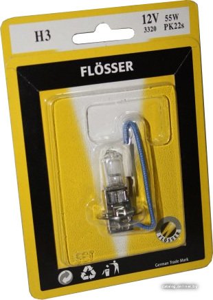 Галогенная лампа Flosser H3 12V 55W PK22s 1шт [93320]
