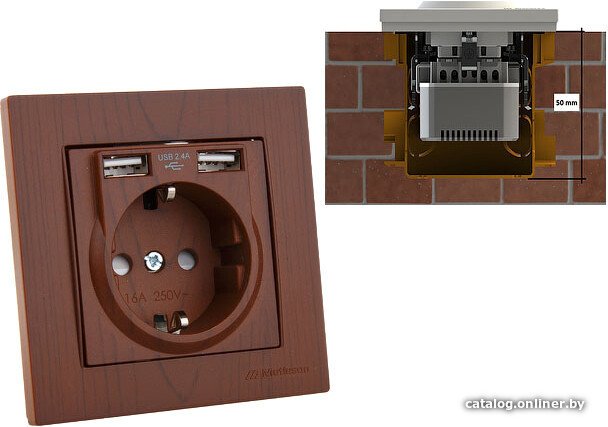 Розетка USB Mutlusan Rita 2220 619 0257 (ореховый)