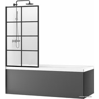 Стеклянная шторка для ванны Rea Lagos-1 70 (черный/прозрачное стекло)