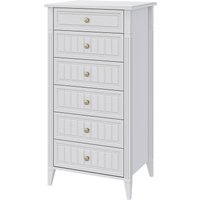 Комод Bravo Мебель Мэгги 6 ящиков (ЛДСП/МДФ, белый снег/лак белый)