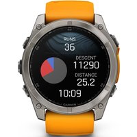 Умные часы Garmin Fenix 8 Sapphire 51мм (титановый, оранжевый силиконовый ремешок)