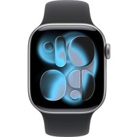 Умные часы Apple Watch Series 11 42 мм (алюминиевый корпус, космический серый/черный, спортивный силиконовый ремешок S/M)
